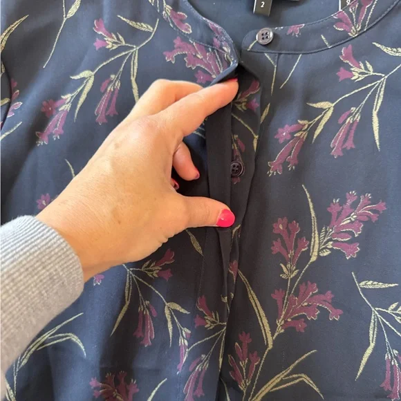 Theory Bellflower Silk Floral Shift Dress Navy Size 2 NWOT - Picture 8 of 8